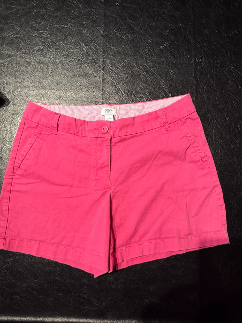 Crown & Ivy size 8 5 inch Bright Pink Cotton-Chino Women’s Shorts